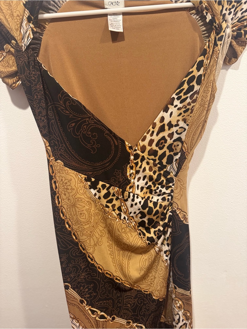 vintage Caché animal print cap sleeve dress - Picture 2 of 7